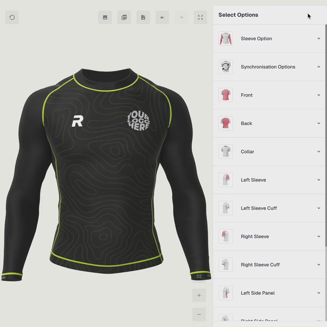 Mens long-sleeve rashguard 3D customisation