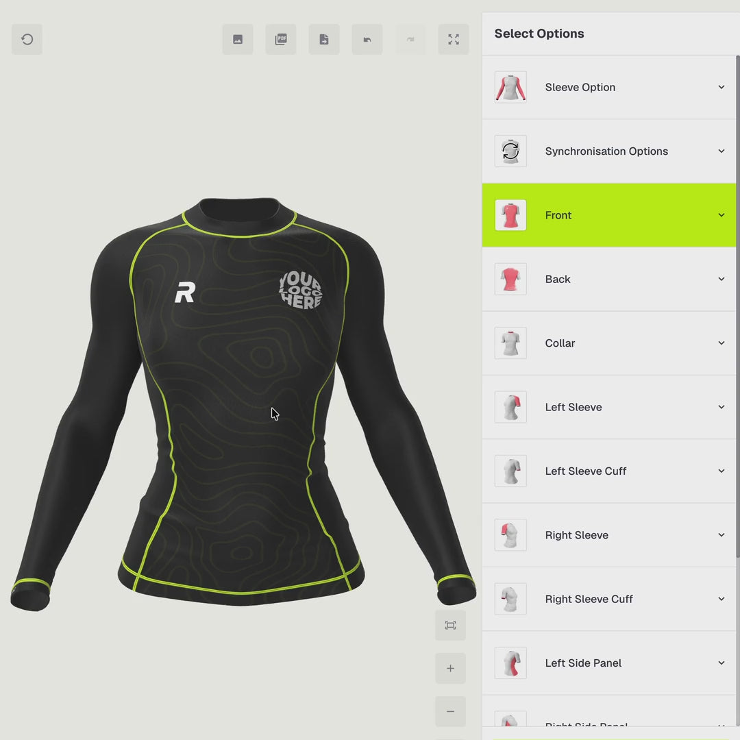 Womens long-sleeve rashguard 3D customisation
