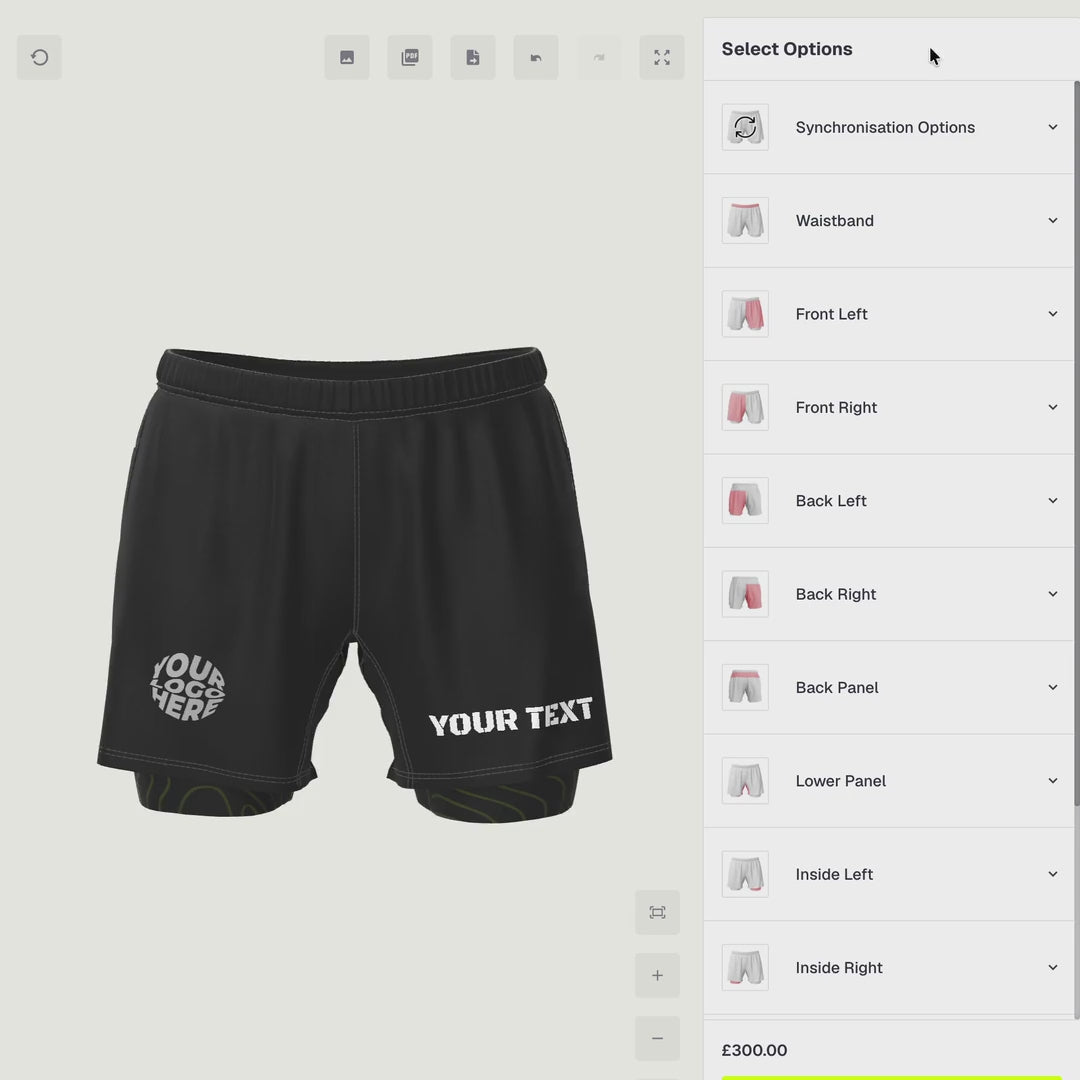 Mens 2-in-1 shorts 3D customisation