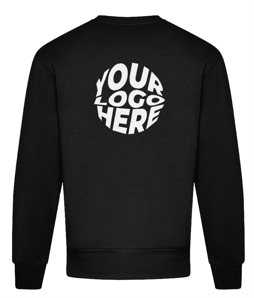 Black custom club sweatshirt, back view
