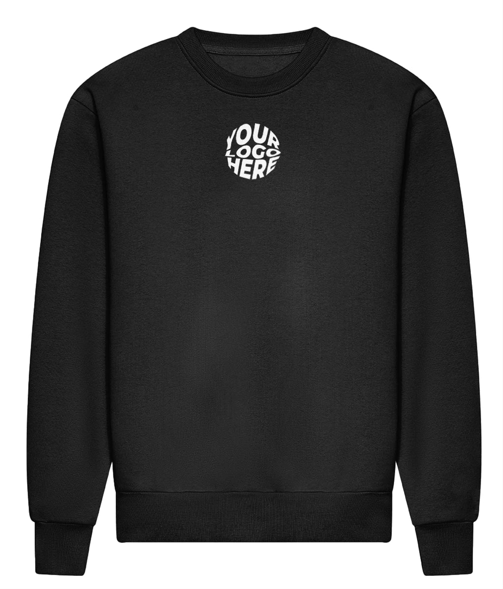 Black custom club sweatshirt, front view