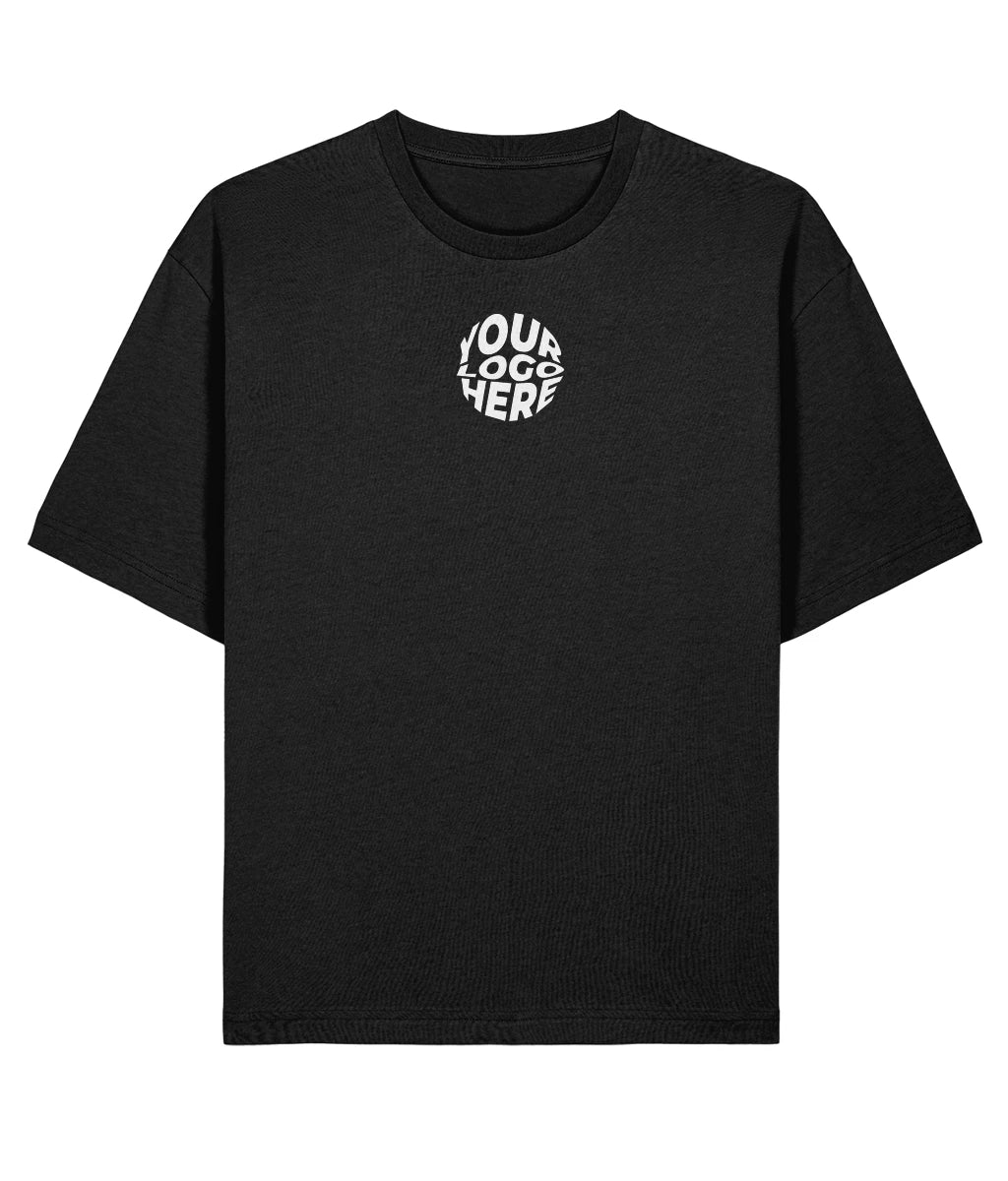 Black custom club T-shirt, front view